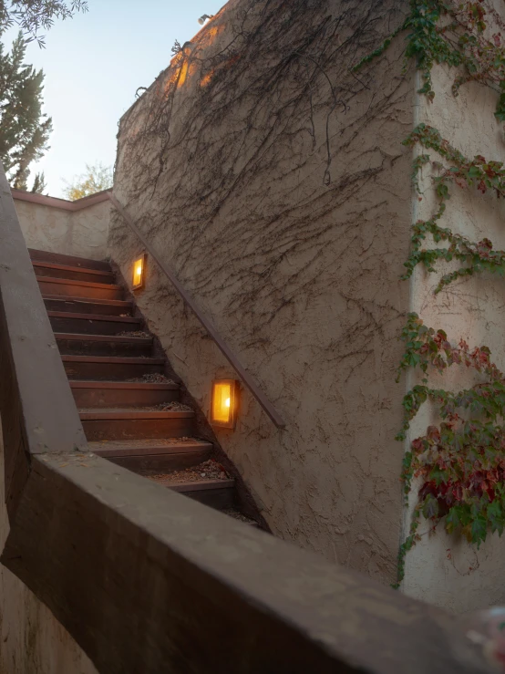 there are some steps leading up to the roof of this building