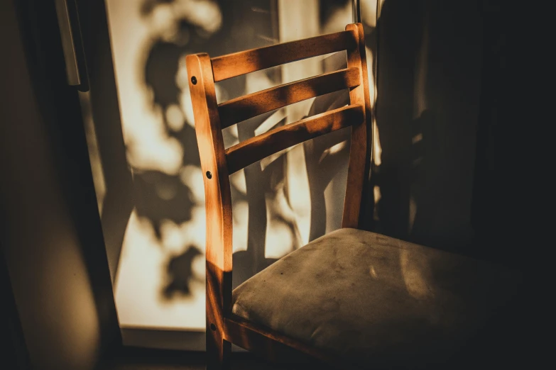 a chair with some light shining on it