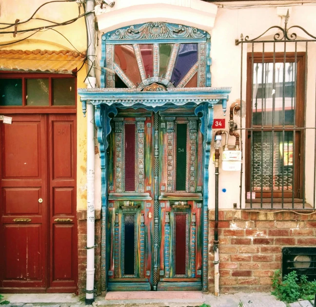 a door that is open on the outside of a building