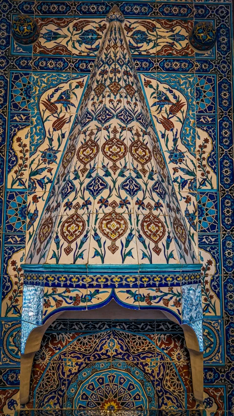 an ornate painting inside of a palace with colorful designs