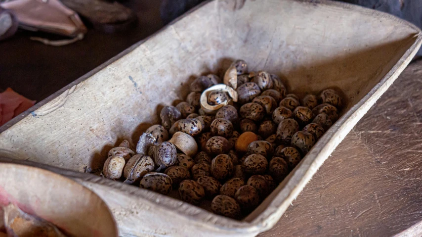 the groundnuts are stacked together in the paper containers