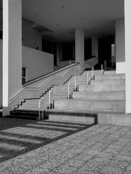 black and white po of an empty stairway