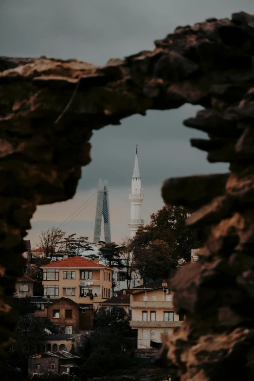 a building with a steeple behind it