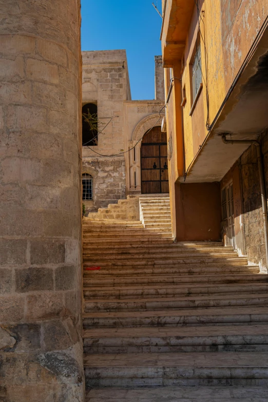 a stairway with several steps leading to the other side