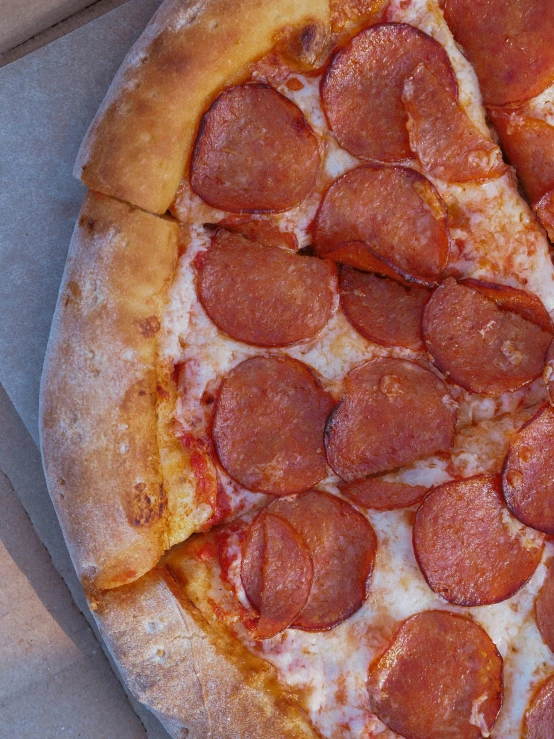 a pepperoni pizza in a take out box