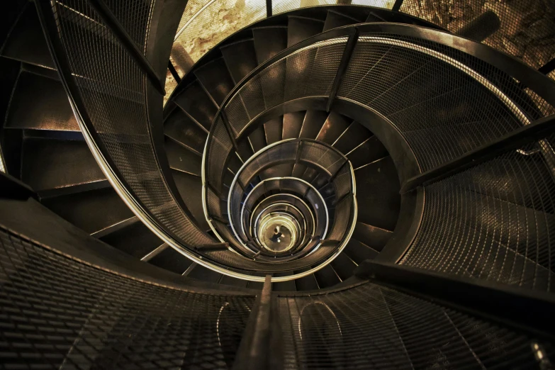 a bunch of stairs are shown at night