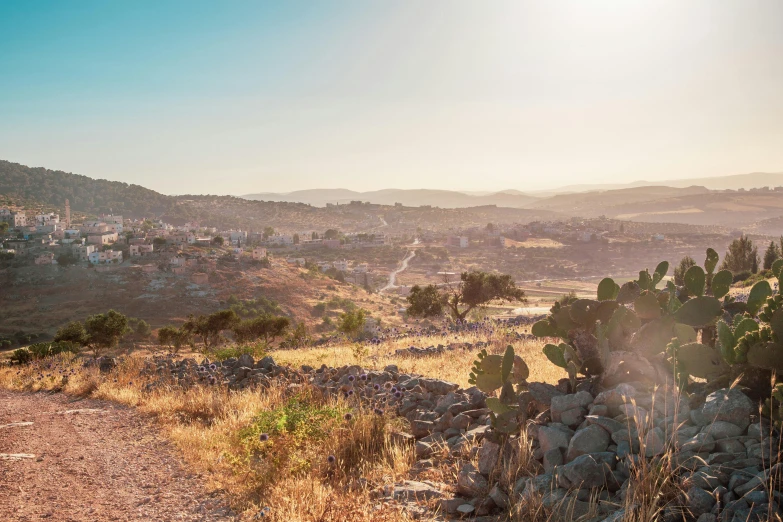 a view of the mountainous terrain in the afternoon light