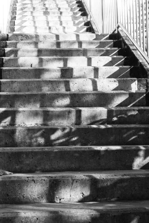 a person is running down the stairs with their umbrella