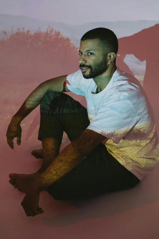 an image of man with the color pink on the wall