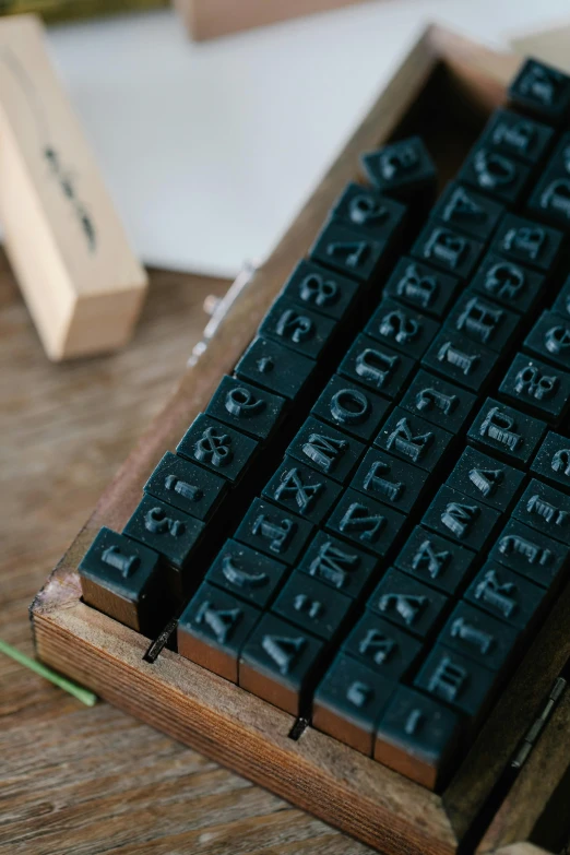 an old typewriter is on display for people to view