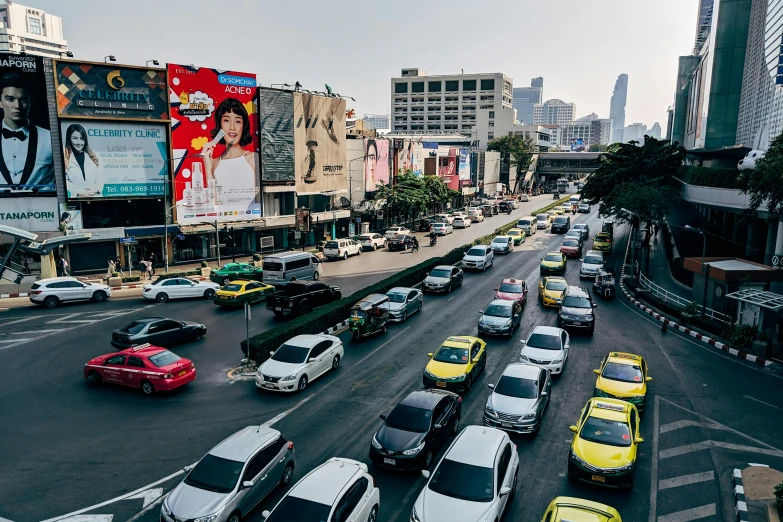 a busy intersection filled with lots of traffic