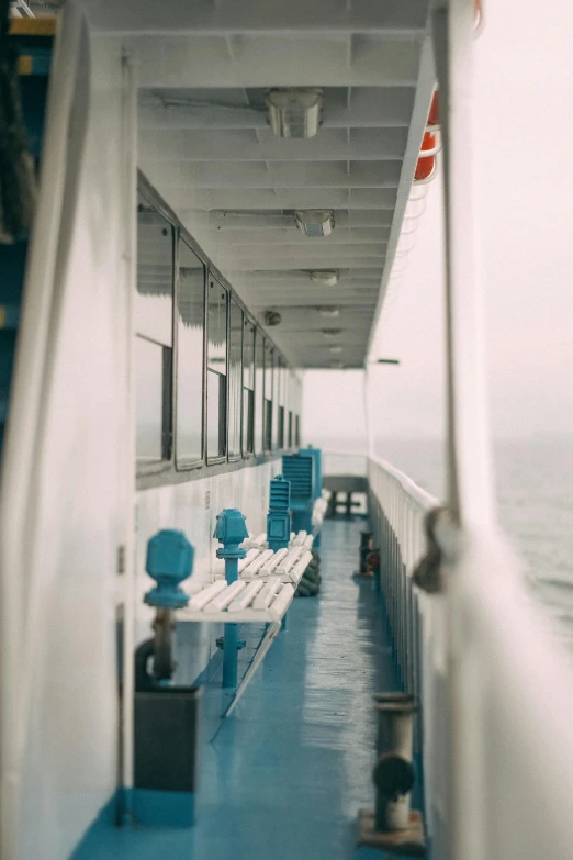 the inside of a ship looking over the deck area