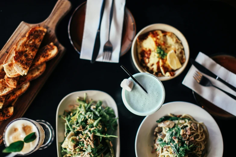 plates of food are sitting on a table