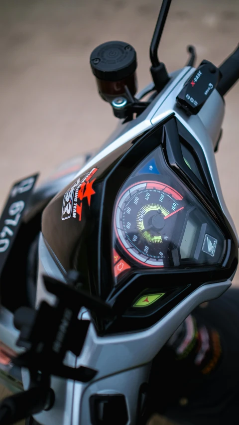 a close up s of the handlebars of a motorcycle