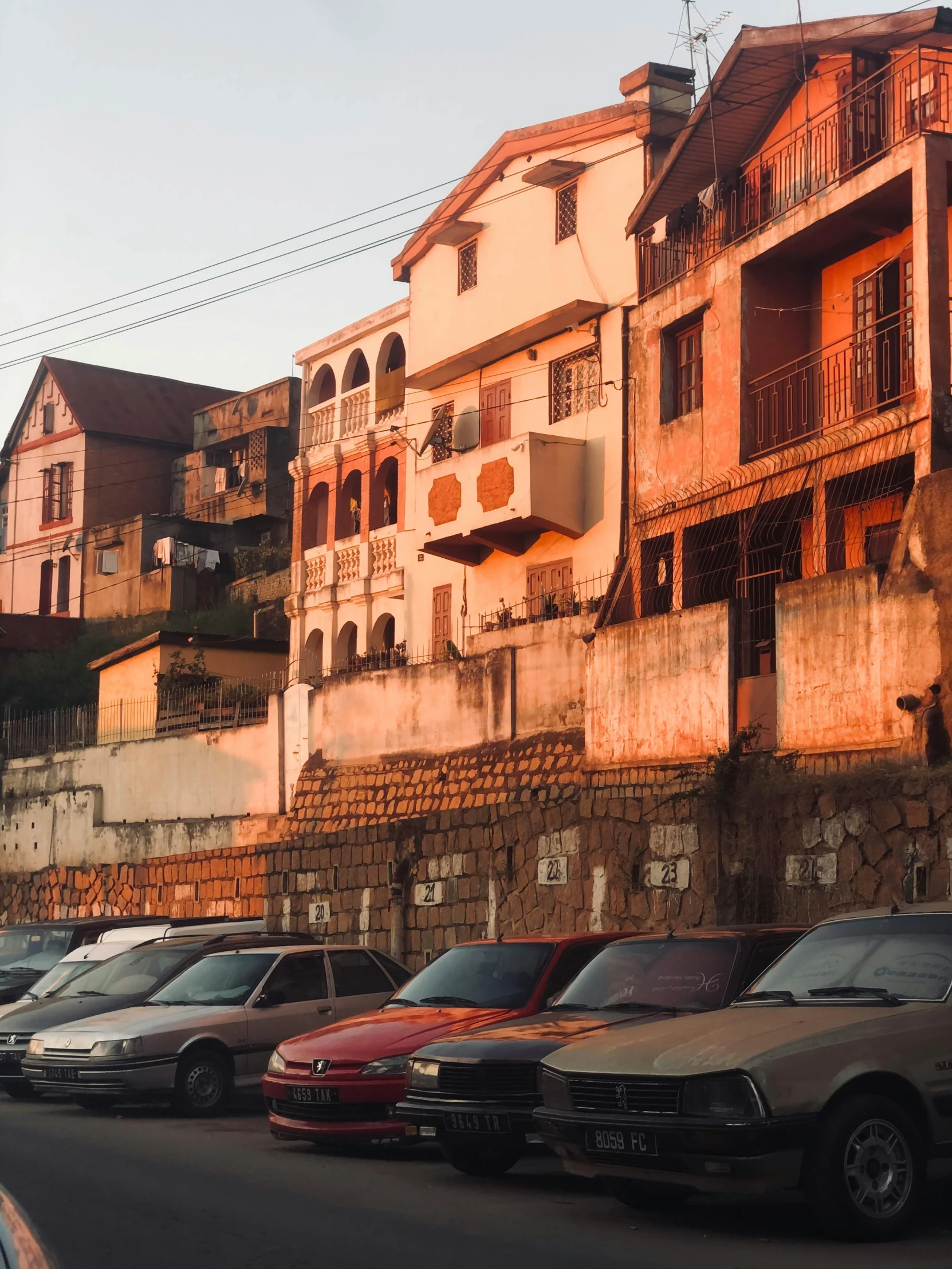 this is an image of a row of cars parked next to each other