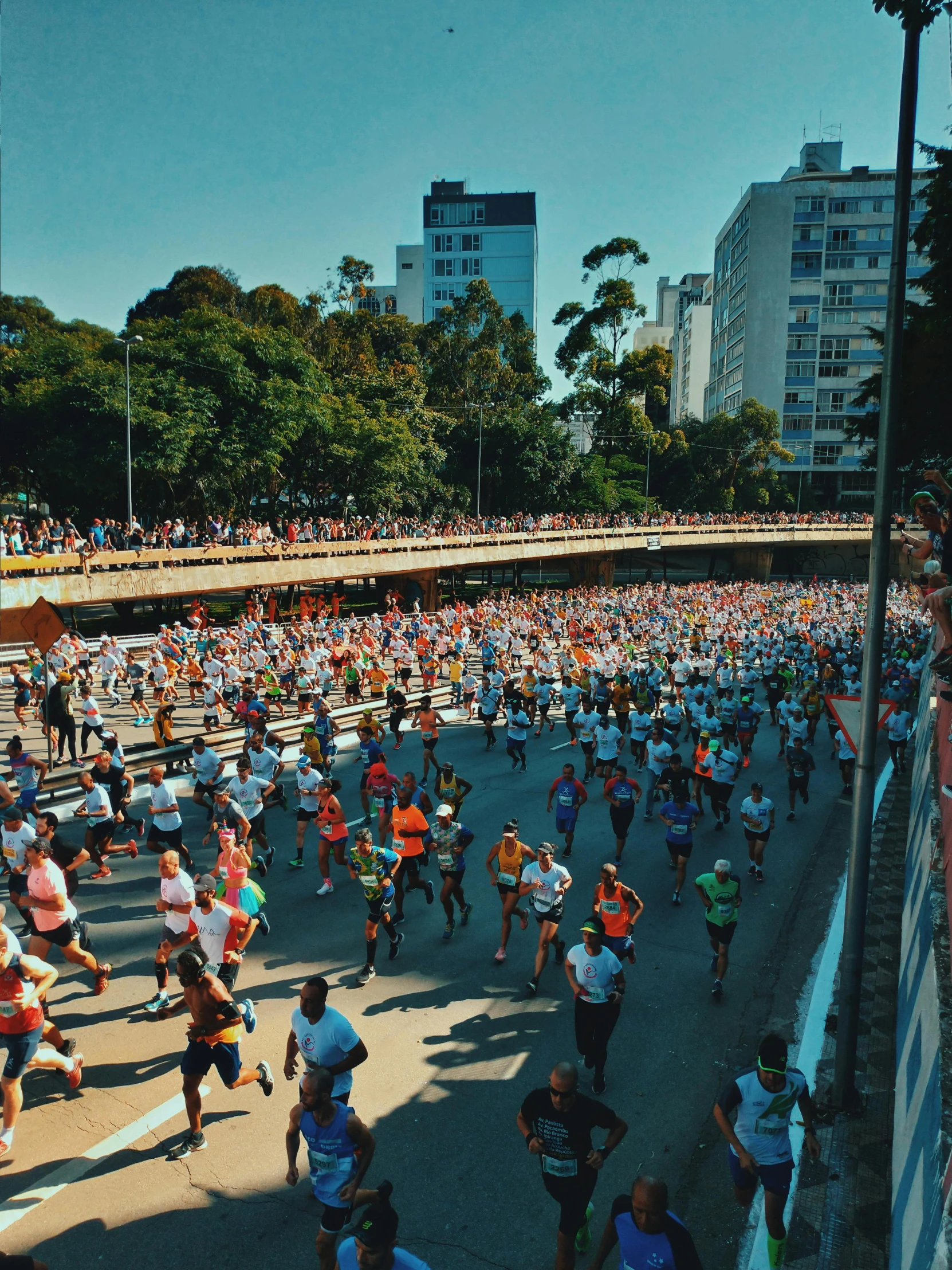 large crowd of people running in a marathon