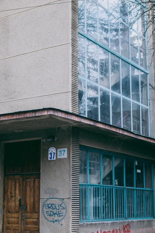 this po shows an old building with wooden doors