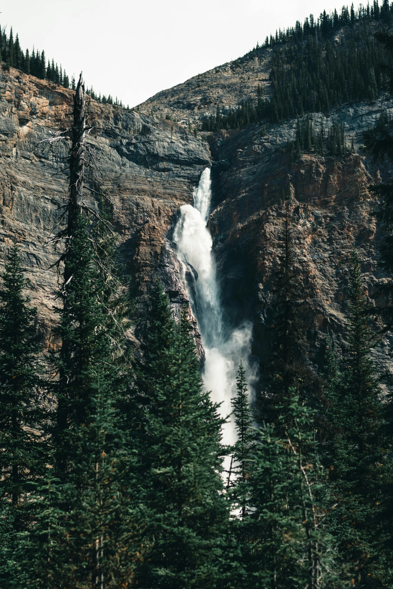 a waterfall is coming out of a cliff