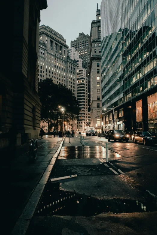 the dark po shows the street with lots of traffic