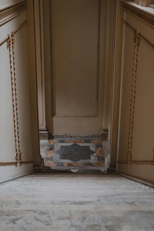 the wooden paneled doorway way in a building