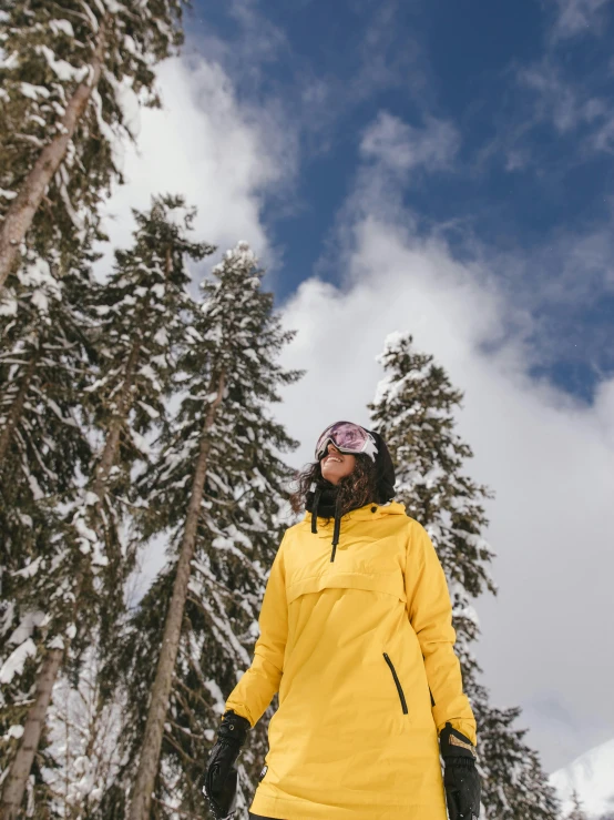 a young man standing in the snow on skis