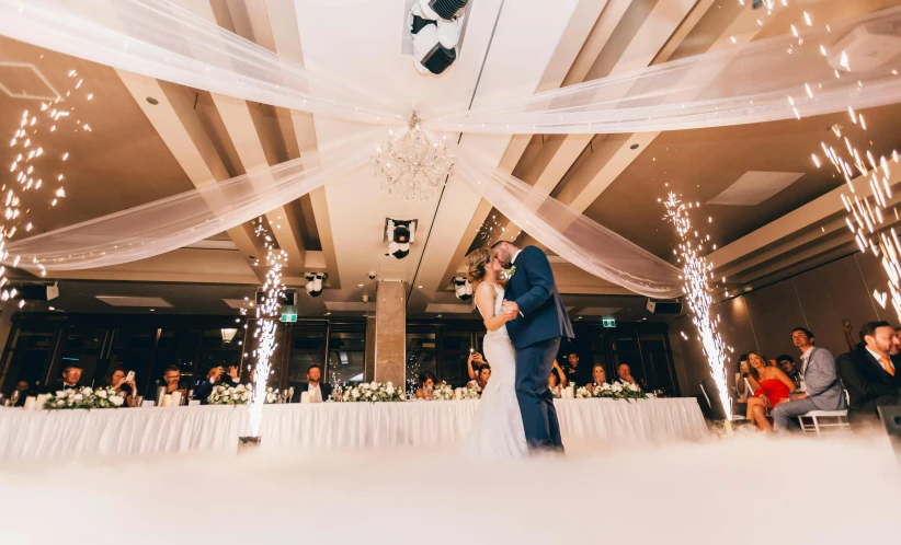 a bride and groom dancing at their reception