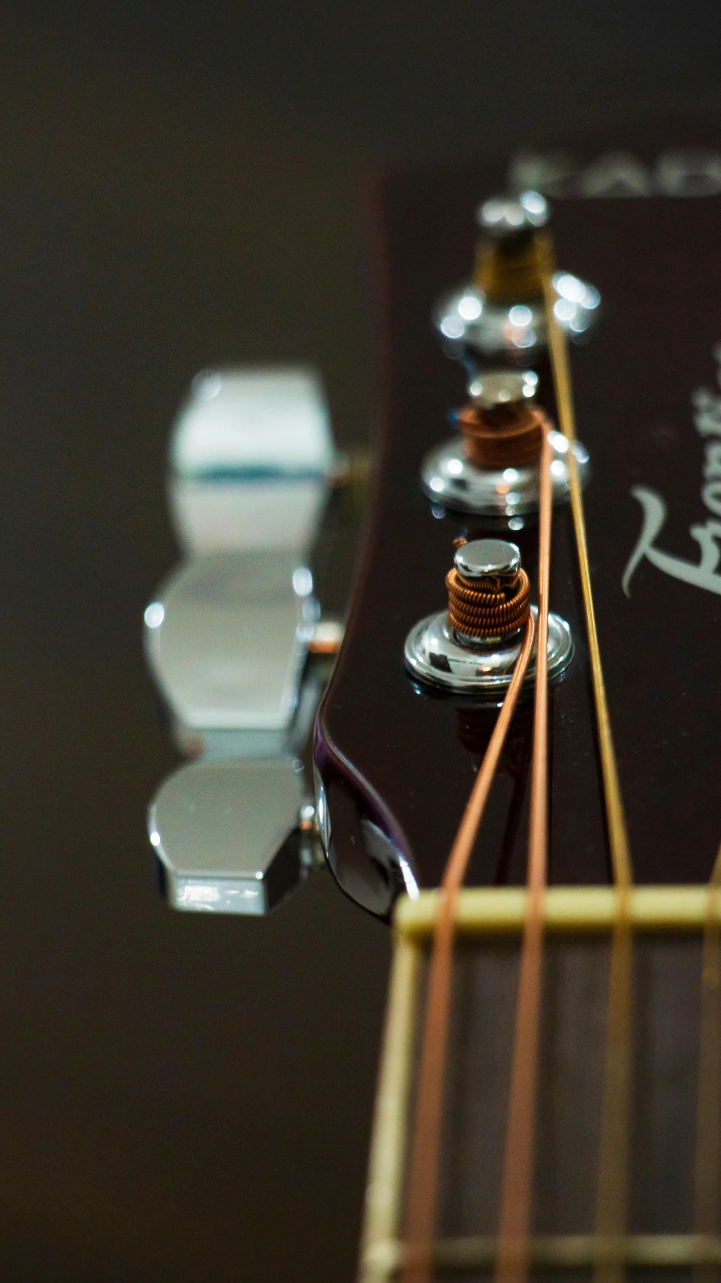 a closeup of a guitar string with the pickup ons on