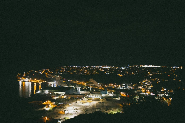 night time view of the town from an incline