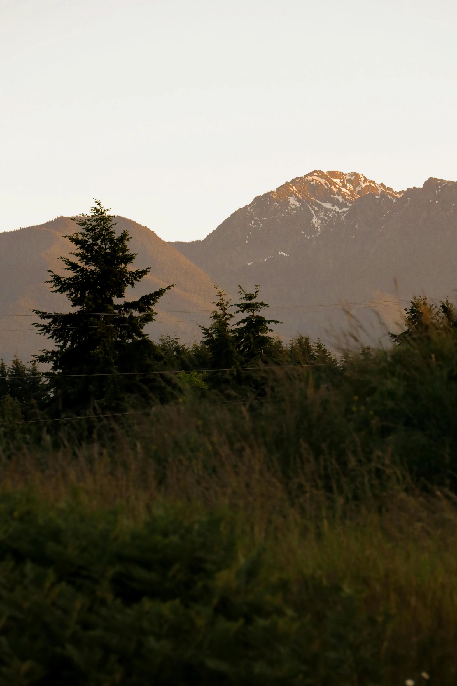 there is a very tall hill with a snowy mountain in the background