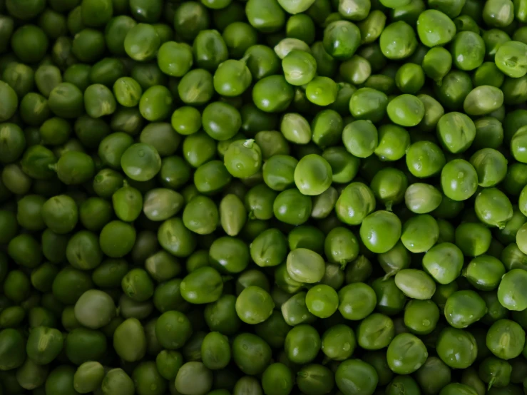 a large pile of peas sitting inside of a bin