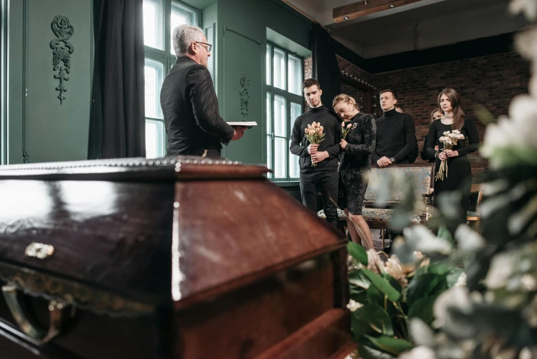 a wedding ceremony with the groom and his men