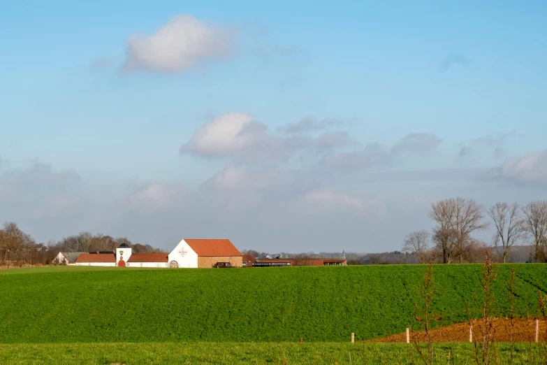 this is a large field that has several houses on it