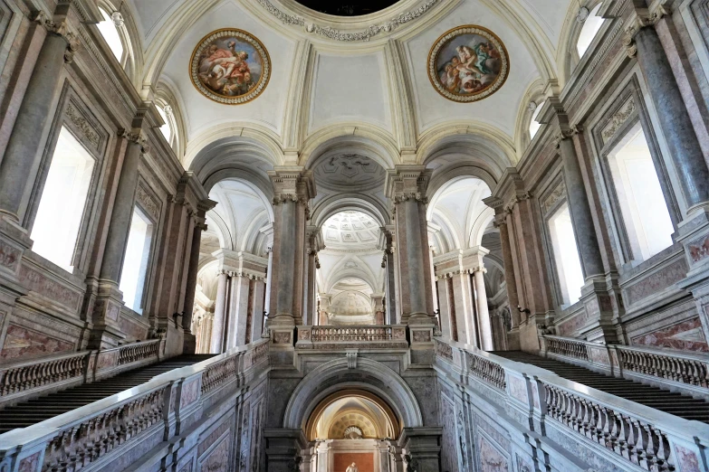 an elaborately designed building with two staircases