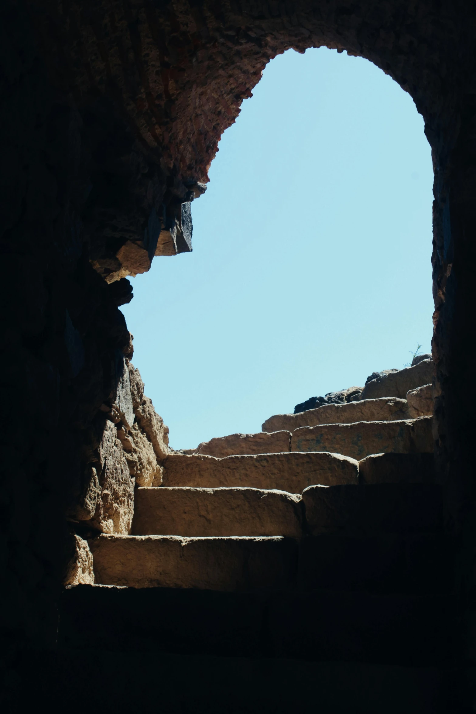 a view of a stairway going to the top