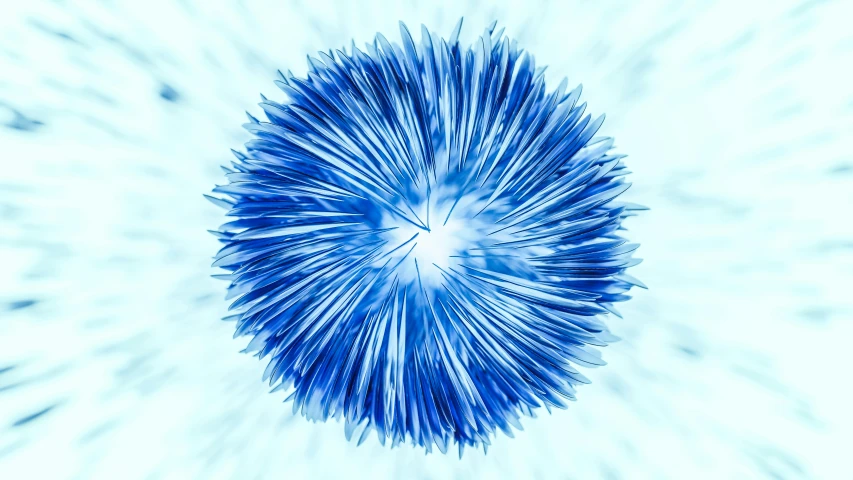 an abstract blue flower is pictured against a white background