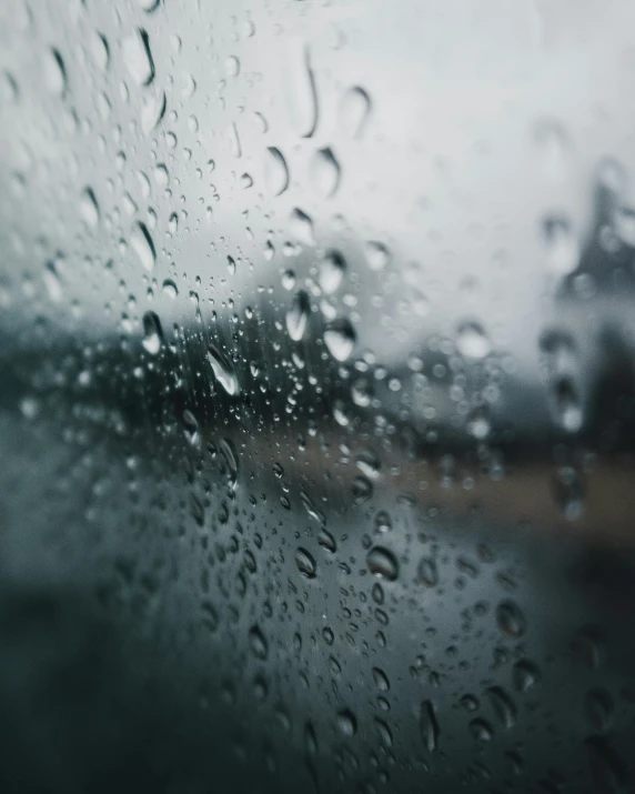 water drops on the glass outside a car