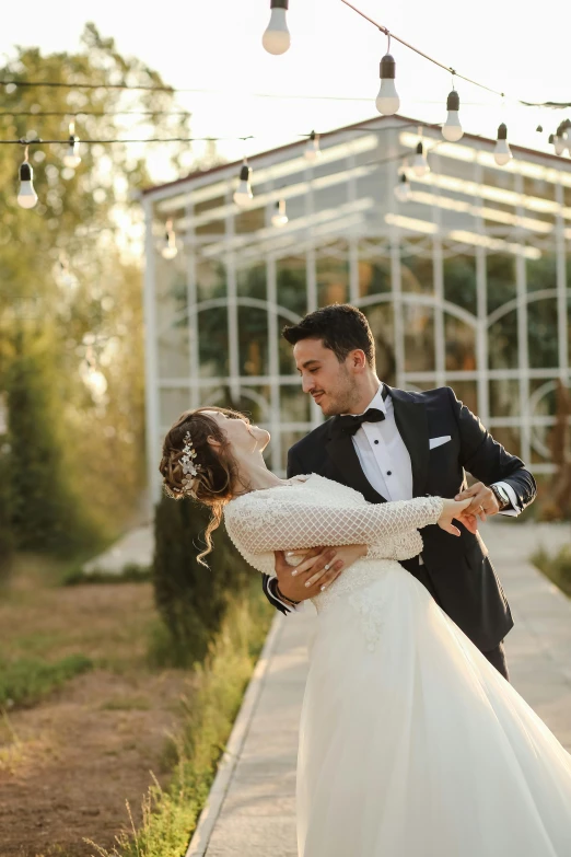 a bride and groom sharing a moment together