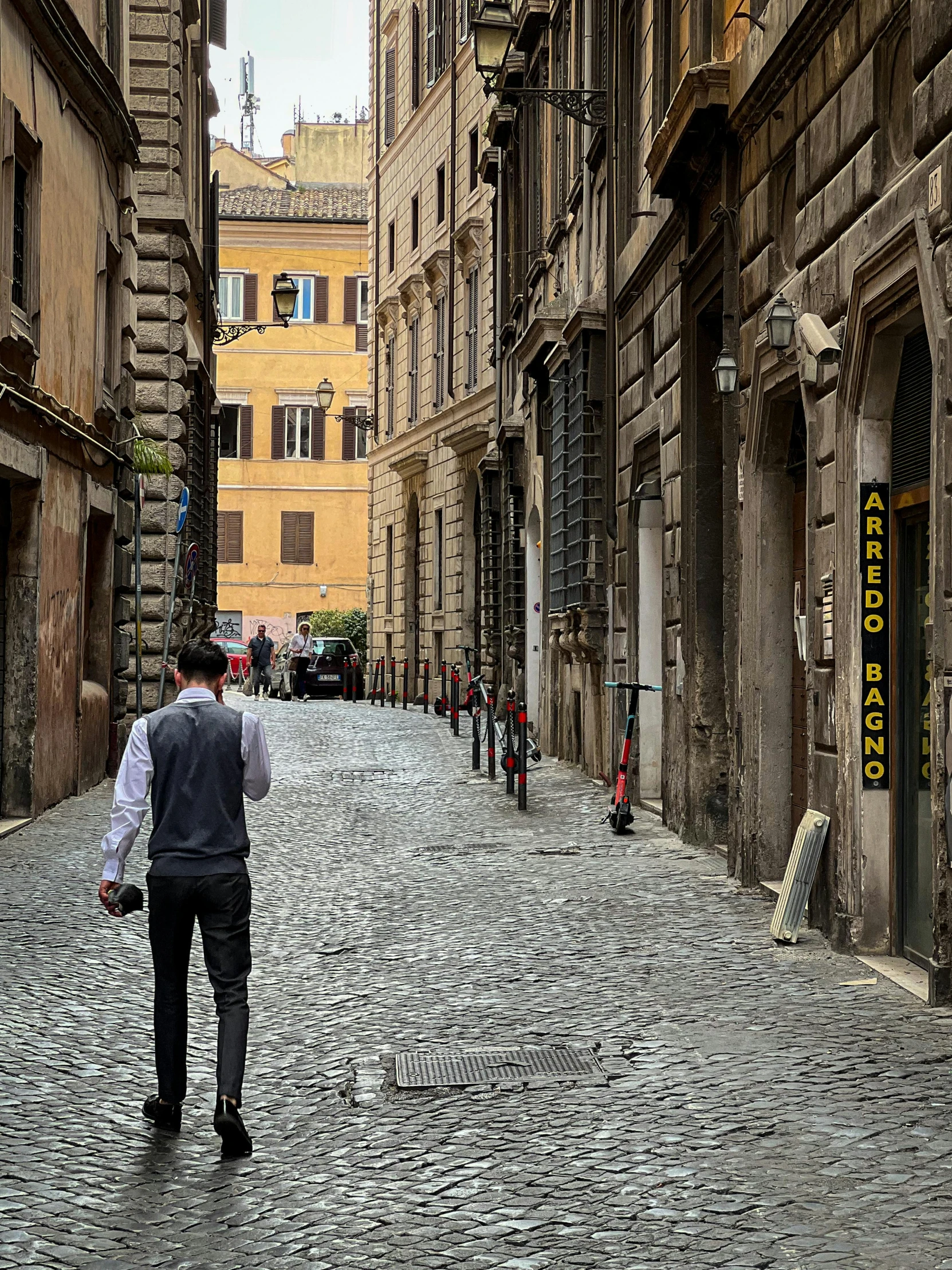 an old cobblestone street in a small town