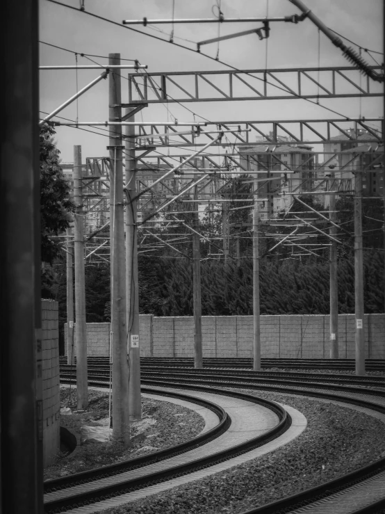 an old set of tracks under power lines