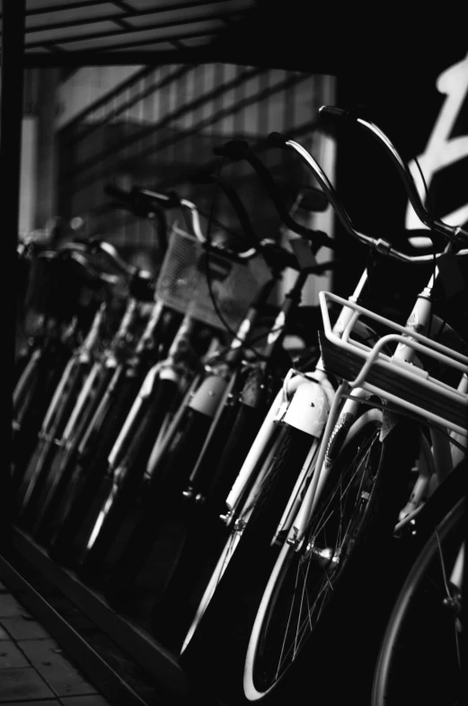 a bike is displayed in a black and white po