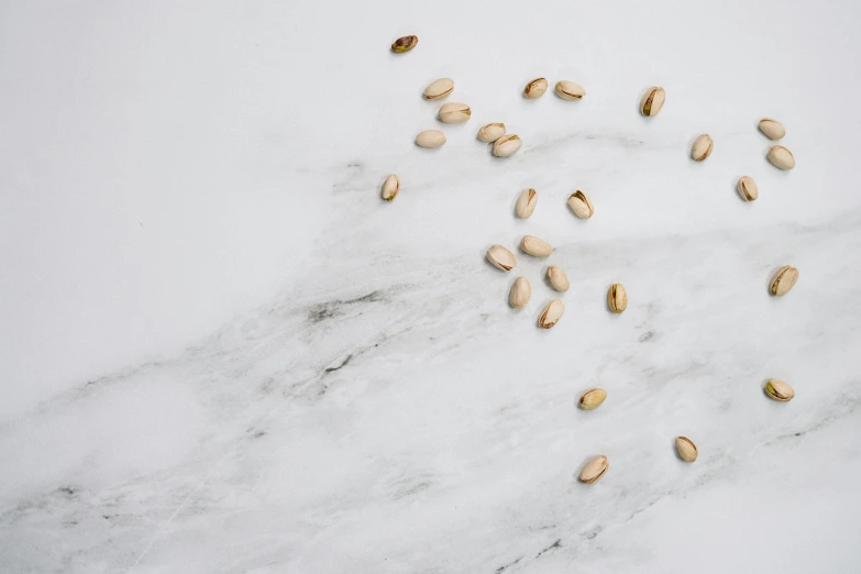 a group of nuts sitting on top of a marble floor