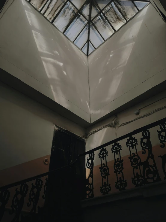 a stairwell leading to the roof of a large building