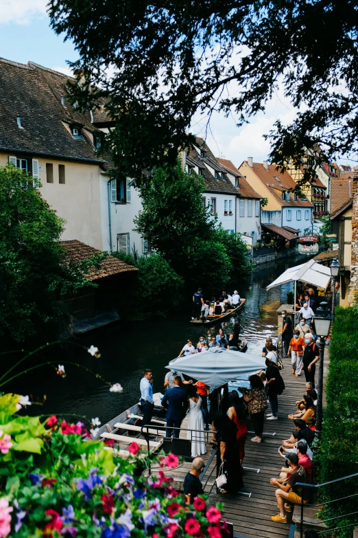 a town has a narrow river flowing through it