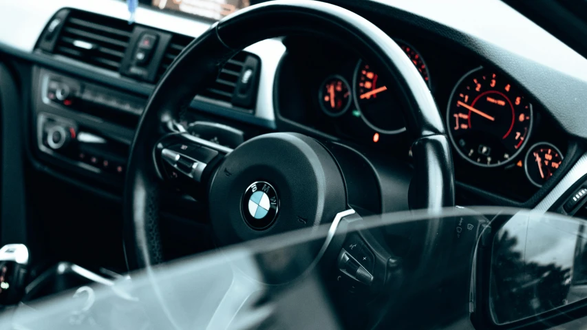 bmw dashboard with digital gauges and meter showing