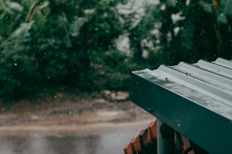 the rain has stopped on the roof of a building