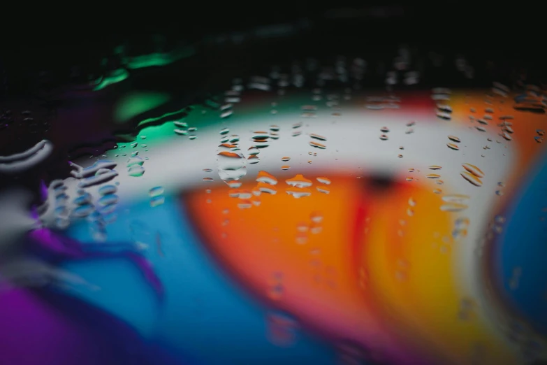 closeup of rain drops on a glass surface