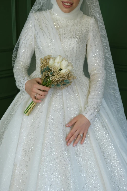 this bride is dressed in white for her wedding