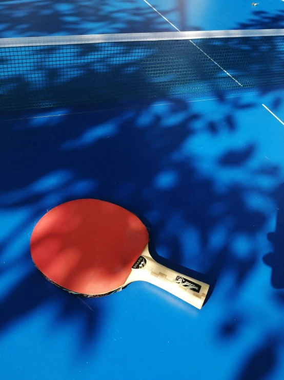 a table tennis racket is laying on the ground