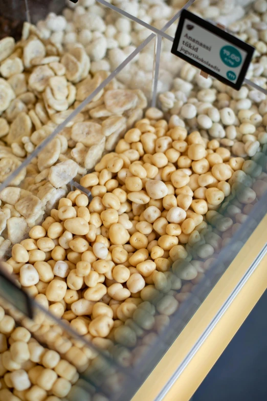 corn kernels in a clear glass container