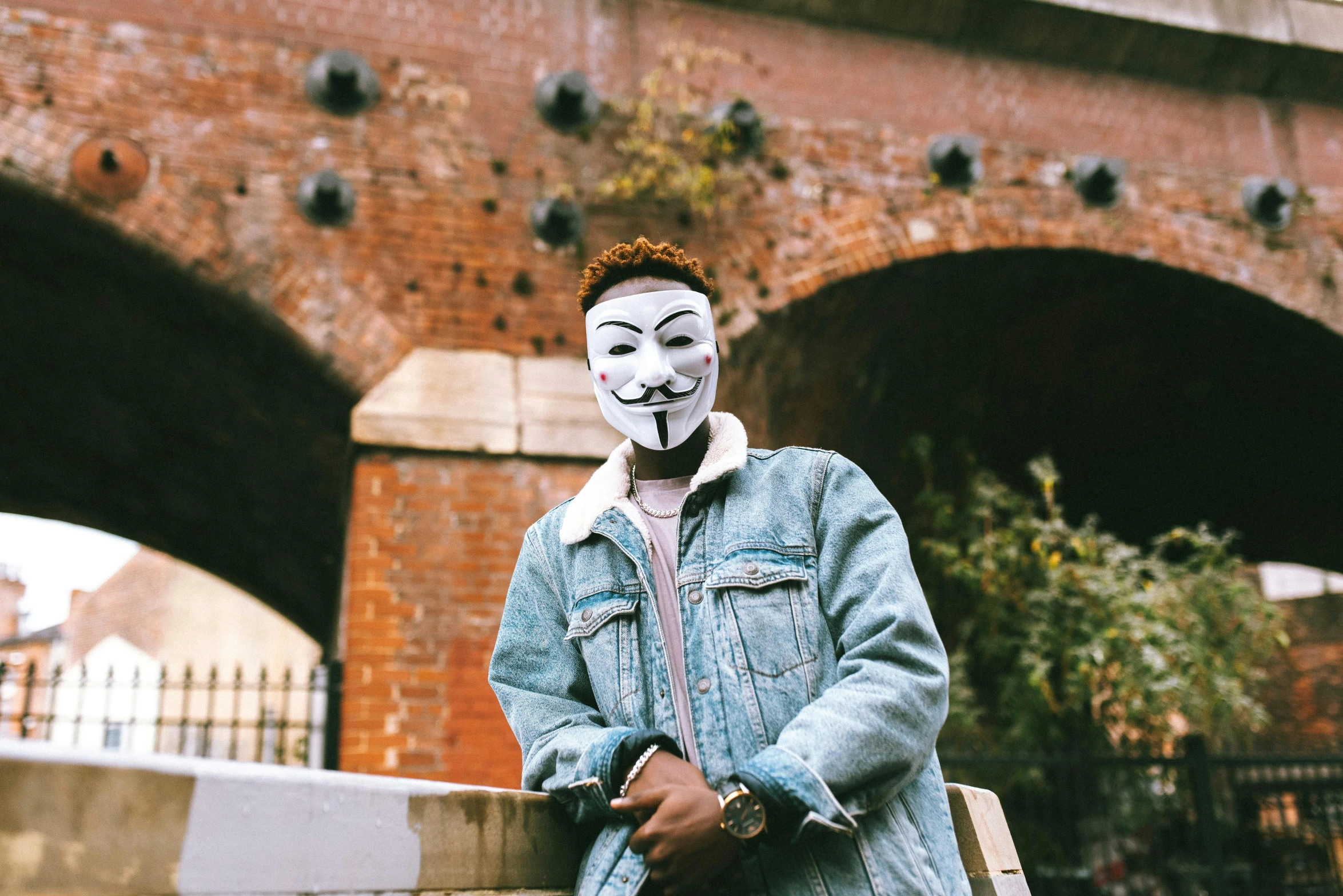 a person standing with a face painted